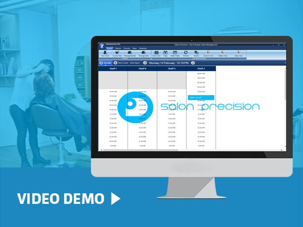play video graphic - salon precision demo